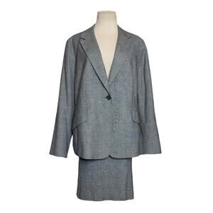 Talbots black plaid skirt blazer suit set size 14WP